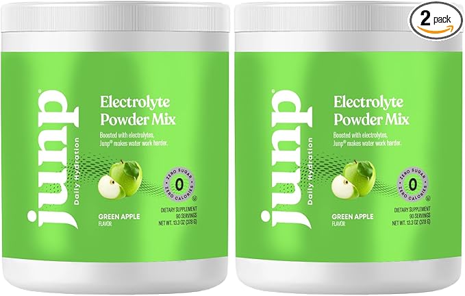 JUNP Electrolytes Powder No Sugar No Carbs – Mouthwatering Green Apple Drink Mix - Potassium & Salt