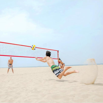 Outdoor Heavy Duty Volleyball Net Set, Anti-Sag Design, Adjustable Aluminum Poles, Portable