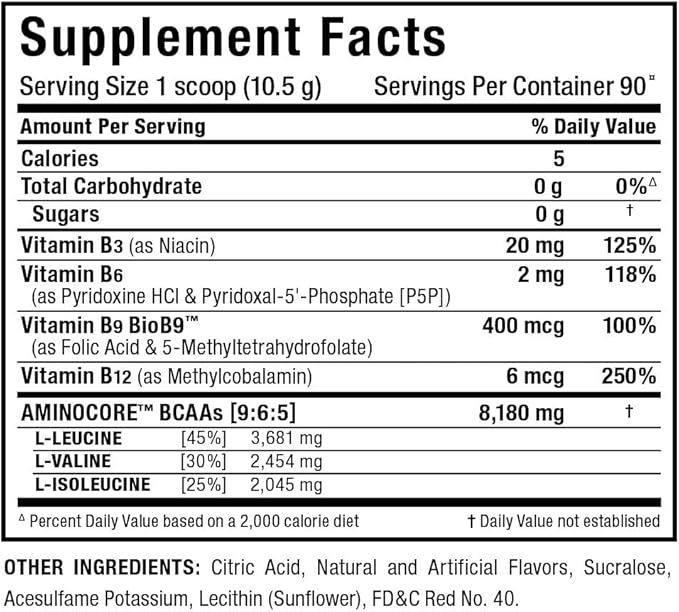 ALLMAX Nutrition AMINOCORE BCAA, Pink Lemonade - 945 g Powder - 8.18 Grams of Branched Chain Amin