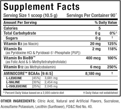 ALLMAX Nutrition AMINOCORE BCAA, Pink Lemonade - 945 g Powder - 8.18 Grams of Branched Chain Amin