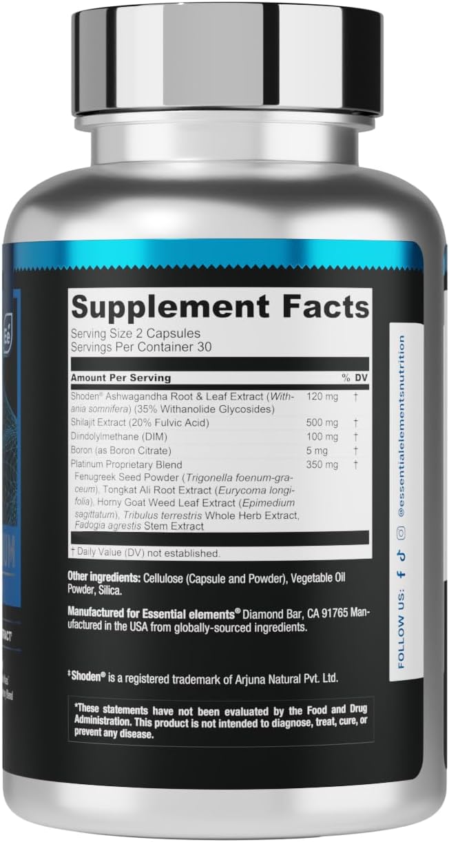 Essential Elements T-Hero Platinum Male Health Supplement for Mens Health - Muscle Growth Support &