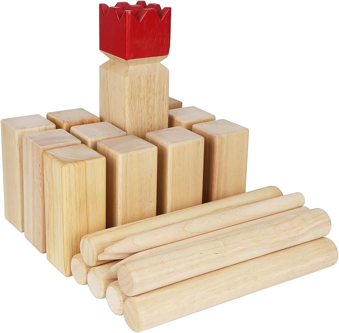 Juegoal Kubb Backyard Game Set, Wooden Block Tossing Game Set with Carrying Bag, Outdoor Games for