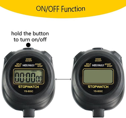 Digital Simple Stopwatch Timer, Single Lap Stopwatch Countdown Timer with On/Off, AAA