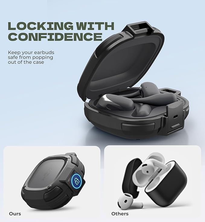 Dexnor for Shokz OpenFit 2 Case with Drop-Proof Lock, Shockproof Rugged Bumper Cases Protective