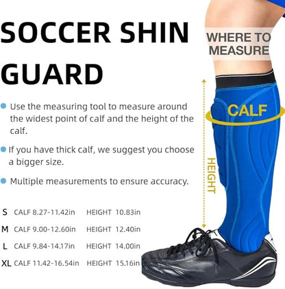 Soccer Shin Guards, Soccer Protective Gear with Calf and Ankle Pads, Shin Guard Pads for Youth and