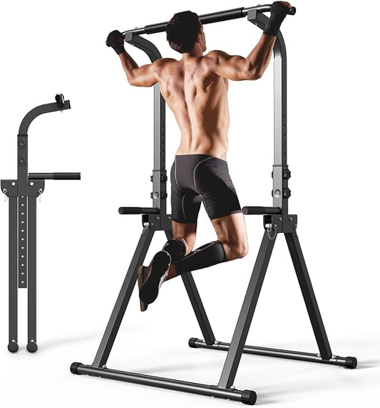 Foldable Pull Up Bar Free Standing Multi-function Power Tower Dip Bar Home Gym Strength Training