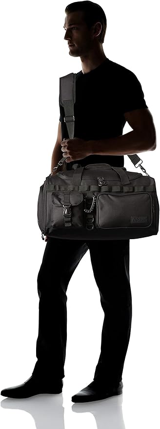 Fitdom 20" 32L Tactical Black Gym Duffle Bag with Shoe Compartment. Best Workout Bag For Men &