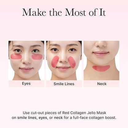 Red Collagen Jello Mask, Plump & Hydrating x 4ea, Overnight Hydrogel Mask for Dry, Mature Skin