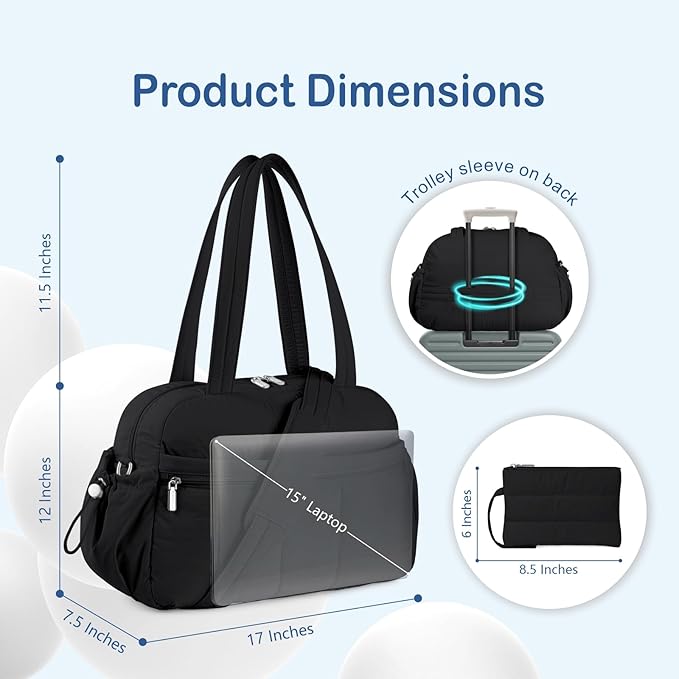 TOPDesign Travel Duffel Bag for Women, Puffer Gym Bag Sports Tote with Wet Pocket, Carry On