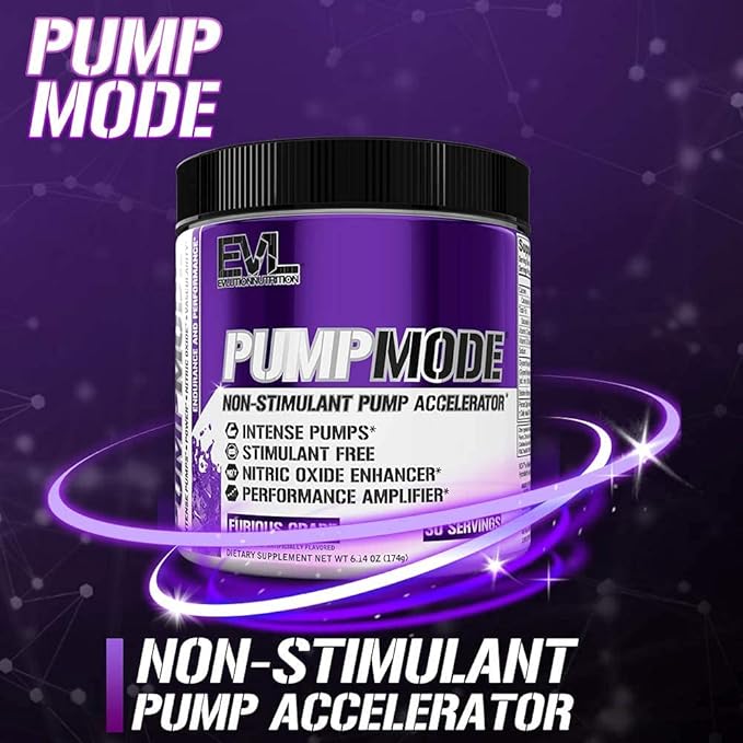 EVL PumpMode Nitric Oxide Supplement - Nitric Oxide Booster Pump Pre Workout Powder with Glycerol