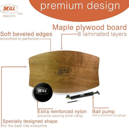 The Skill Board - Wooden Balance Board for Adults - Wobble Board for All Sports, Gym, Standing