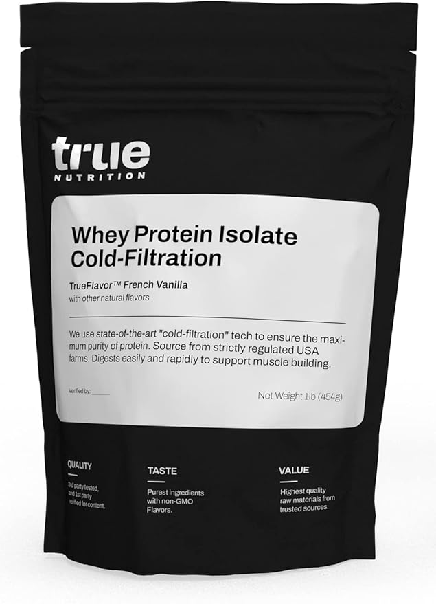 True Nutrition - Vanilla Whey Protein Isolate Cold-Filtration - 100% Whey Protein Powder - 27g