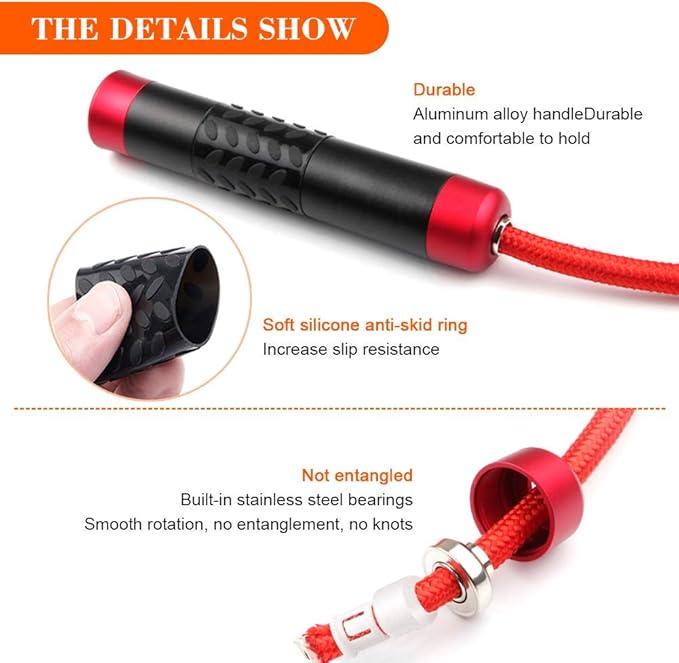 Redify Weighted Jump Rope for Workout Fitness(1LB), Tangle-Free Ball Bearing Rapid Speed Skipping