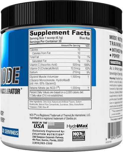 EVL PumpMode Nitric Oxide Supplement - Nitric Oxide Booster Pump Pre Workout Powder with Glycerol