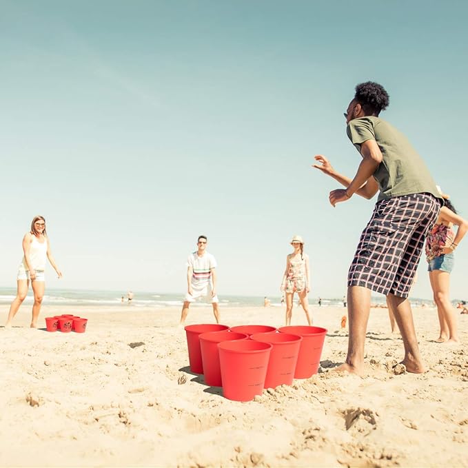 ropoda Giant Yard Pong,Yard Games with Durable Buckets and Balls - Choose Red Large, XL, or Green