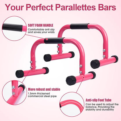 AmazeFan Parallettes Bars, High Steel Push Up Bar Strength Training For Handstands, Calisthenics