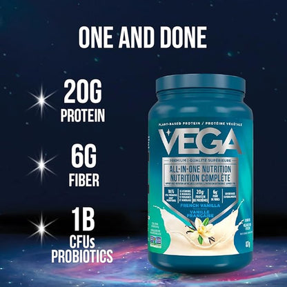 Vega All in One Nutrition Organic - 20g Plant-Based Pea Protein, Unsweetened, 20 Servings, Vitamins