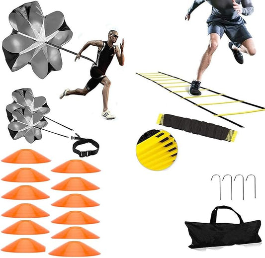 Agility Ladder, Speed Ladder, Speed Training Equipment Set, 20ft Agility Ladder, 12 Soccer Cones