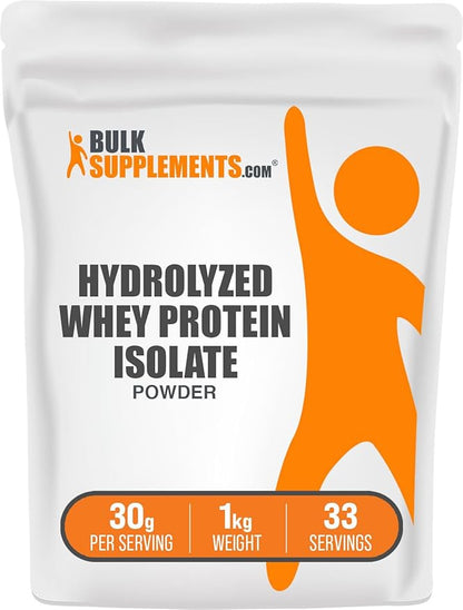 BulkSupplements.com Hydrolyzed Whey Protein Isolate Powder - Whey Isolate Protein - Unflavored &