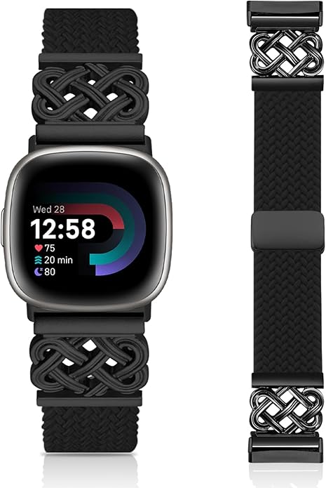 Braided Band Compatible with Fitbit Versa 4 Bands for Woman/Versa 3/Sense 1/Sense 2 Band, Magnetic