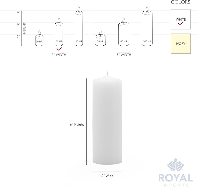 Royal Imports Pillar Candles White Unscented Premium Wax, 40 Hours Burning for Wedding, Spa, Party