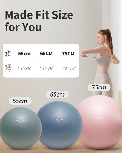 YOTTOY Exercise Ball for Pregnancy,Anti-Burst Yoga Ball for Physical Therapy,Stability Ball for