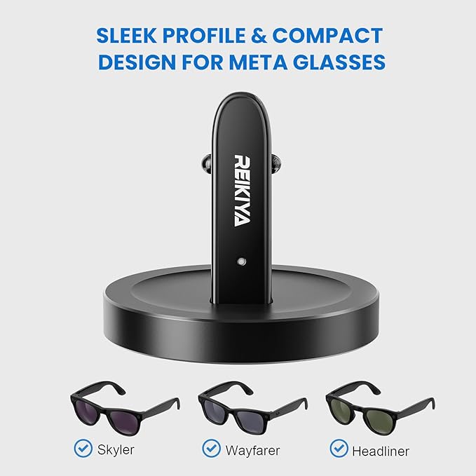 REIKIYA Charging Stand for Ray-Ban Meta Smart Glasses, Portable Charging Dock for Wayfarer
