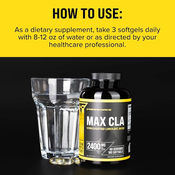 Primaforce CLA 2400 mg per Serving (180 softgels) - Max CLA - for Men and Women, Non-Stimulating