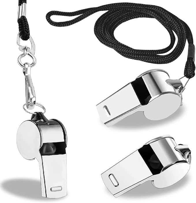 3 Pcs Whistle,Stainless Steel Sports Whistle with Lanyard for Coaches Referees Emergency Outdoor