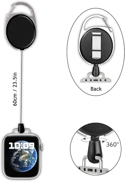 Badge Holder Retractable Clip Compatible with Apple Watch Band Series 10, Ultra 2, SE, 8 7 6 5 4 3