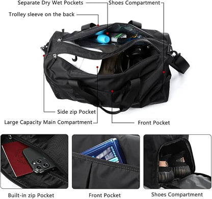 ZUEVI Sports Gym Duffel Bag for Men or Women Waterproof Weekender Travel Bag with Shoes Compartment