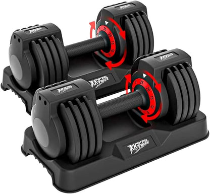 25/55lbs Adjustable Dumbbells Set, Dumbbells with Anti-Slip Metal Handle for Exercise & Fitness