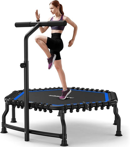 ANCHEER 50" Rebounder Trampoline for Adults- 2025 Foldable Mini Trampoline with Bar- Exercise