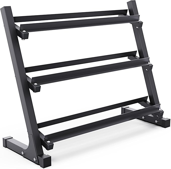 Synergee Dumbbell Rack for Home Gym – 3 Tier Adjustable Weight Rack for Dumbbells – Space-Saving