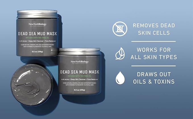 New York Biology Dead Sea Mud Mask for Face and Body | with Tea Tree | Spa Quality Pore Refiner for