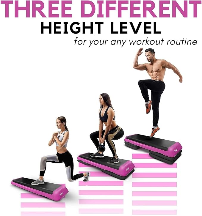 Yes4All Adjustable Workout Aerobic Exercise Step Platform Health Club Size with 4 Adjustable Risers