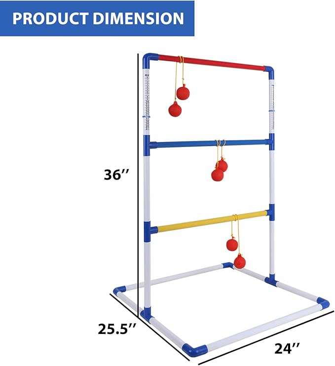 GSE Games & Sports Expert Premium Plastic Ladder Ball Toss Game Set with 6 Bolas & Carrying Bag