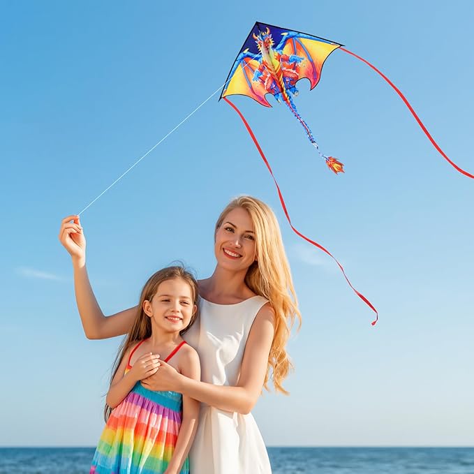 HONBO Large Delta Kite for Kids & Adults,Extremely Easy to Fly Kite for Beach Trip,String Line
