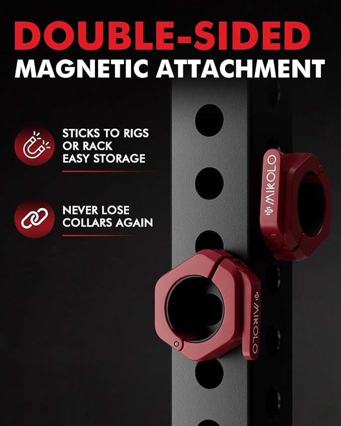 Mikolo Barbell Clamps,2-Inch Olympic Barbell Clips with Anti-Slip TPR Lining and Quick Release for