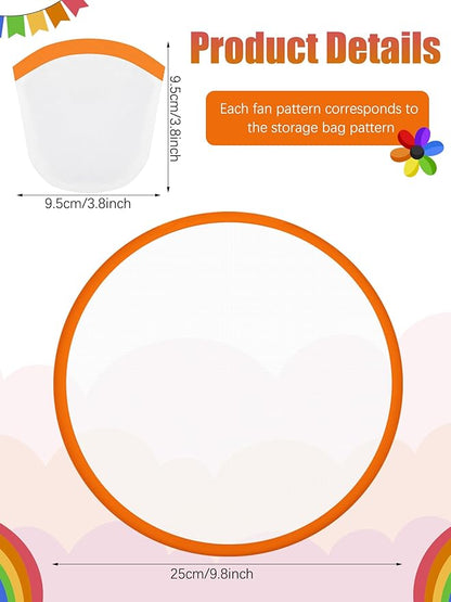 Gejoy Foldable Flying Disc Fans Bulk with Bags 9.8 Inch DIY Sublimation Handheld Cooling Fan Beach