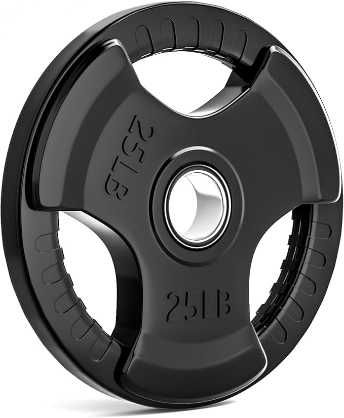 LIONSCOOL 2-Inch Rubber Olympic Grip Weight Plates for Strength Training, Weightlifting, Solid Cast