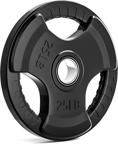LIONSCOOL 2-Inch Rubber Olympic Grip Weight Plates for Strength Training, Weightlifting, Solid Cast