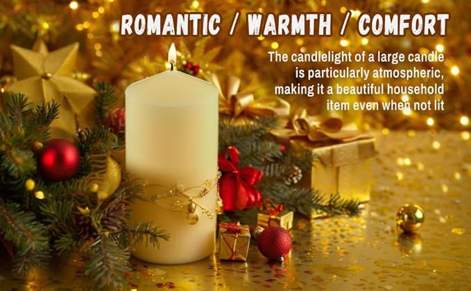 3×6 Ivory Pillar Candles Set of 6 Unscented Handpoured Weddings, Home Decoration, Restaurants, Spa