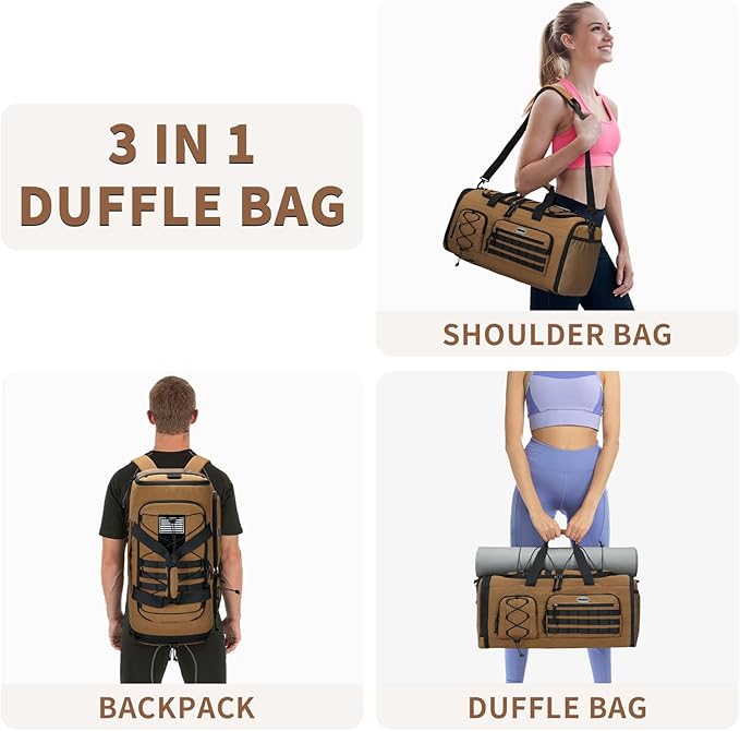 Bosstin Gym Bag for Men & Women,45L Travel Duffle Sports Duffel Bag Gym Weekender Overnight