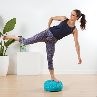 AppleRound Inflated Wobble Cushion with Hand Pump, Air Stability Board (Extra Thick), Core Balance