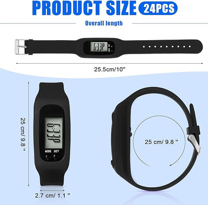 Geyoga 24 Pcs Pedometer for Walking Steps and Miles Pedometer Watch Silicone Steps Tracker Running