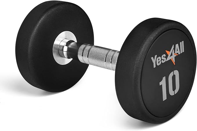 Yes4All Urethane Dumbbell with Anti-Slip Knurled Handle 5-50 LB for Muscle Building - Sold