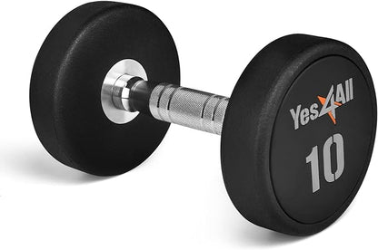 Yes4All Urethane Dumbbell with Anti-Slip Knurled Handle 5-50 LB for Muscle Building - Sold