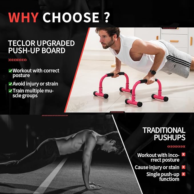 Push Up Bar, Parallettes Bars For L-sit & Dip, Heavy-Duty No Wobbling Parallel Bars Stand For