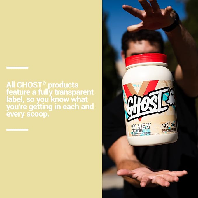 GHOST Whey Protein Powder, Milk Chocolate - 2LB, 25G of Protein - Whey Protein Blend - ­Post
